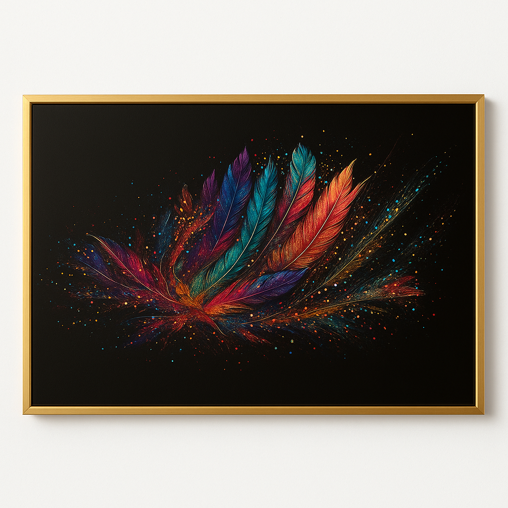 Cuadro Decorativo Plumas Multicolor - ALTOQUE