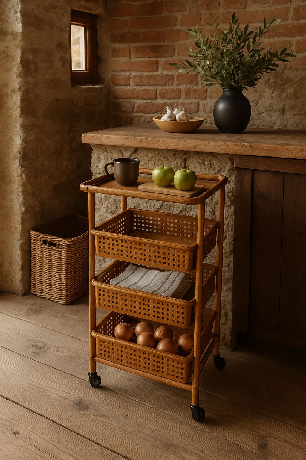 Carrito Con Estantes Frutero Símil Madera - ALTOQUE