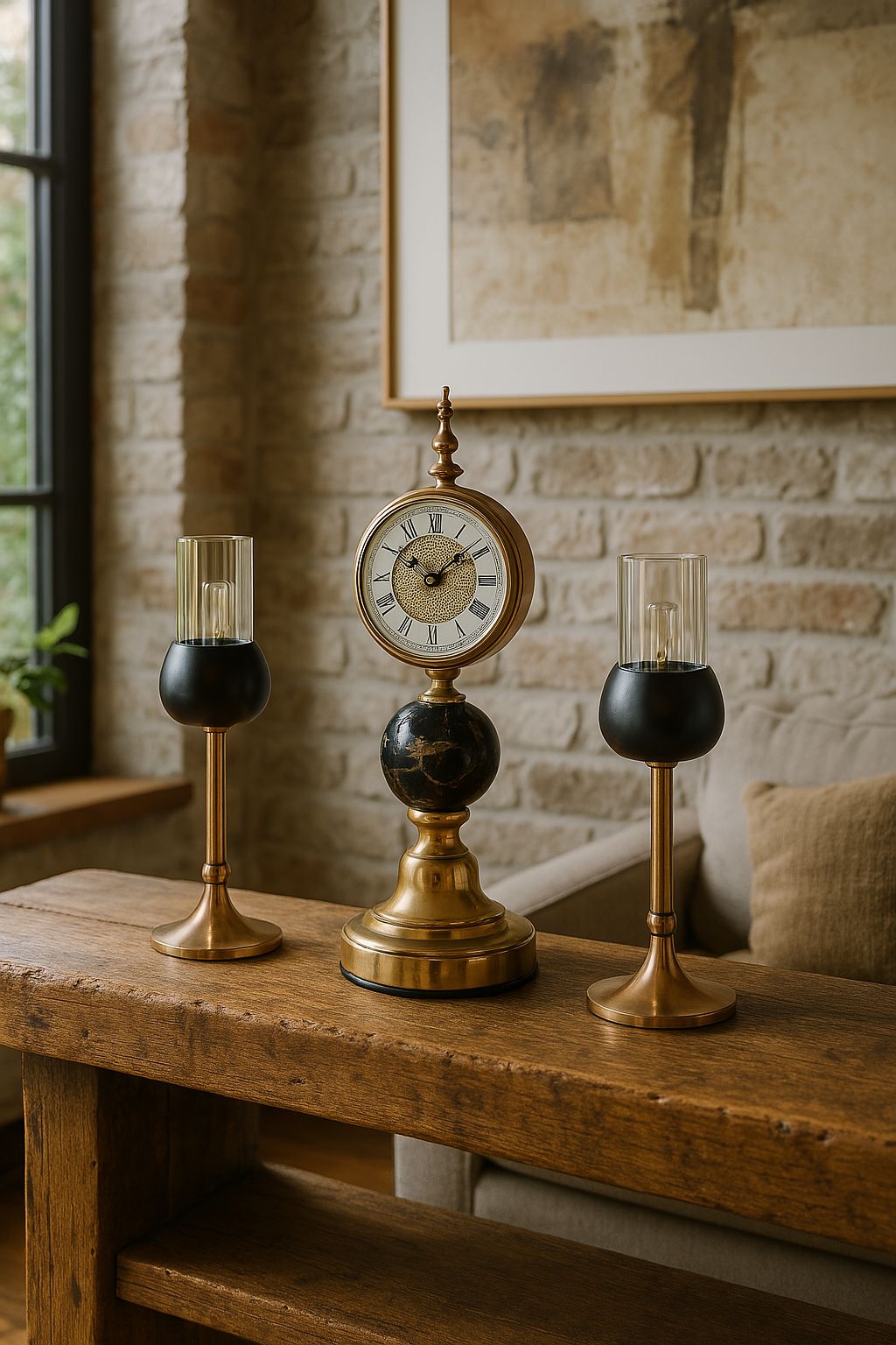 Reloj de Mesa con Soporte y 2 Candelabros - ALTOQUE