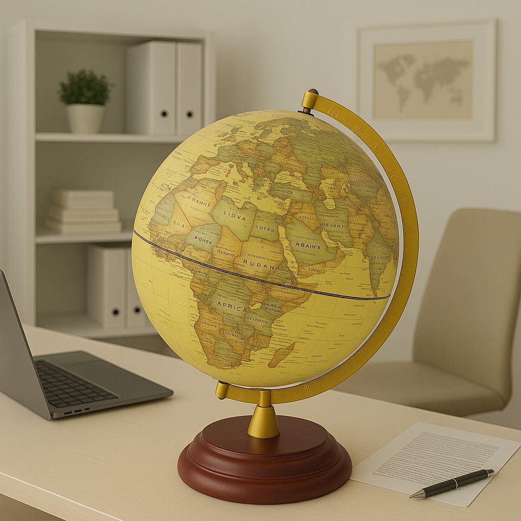 Globo Terráqueo Decorativo con Base de Madera - ALTOQUE
