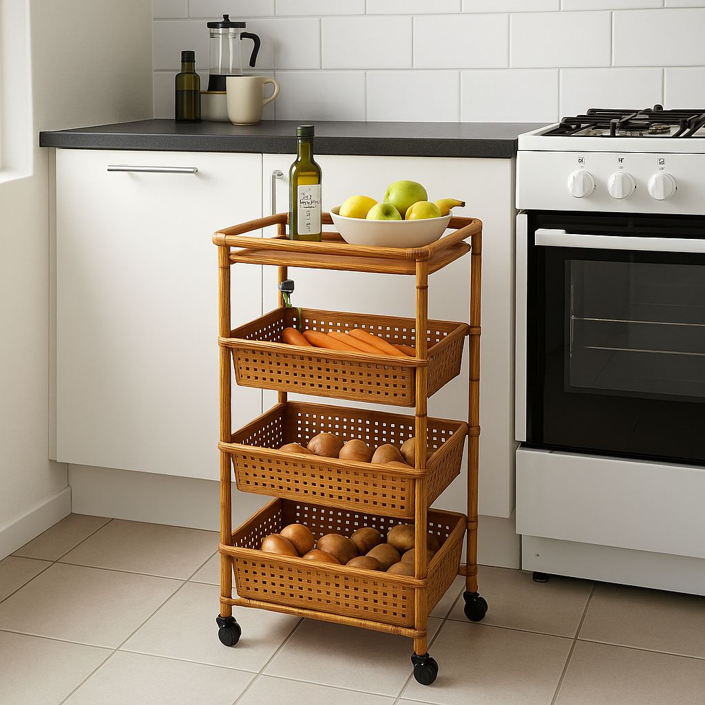 Carrito Con Estantes Frutero Símil Madera - ALTOQUE