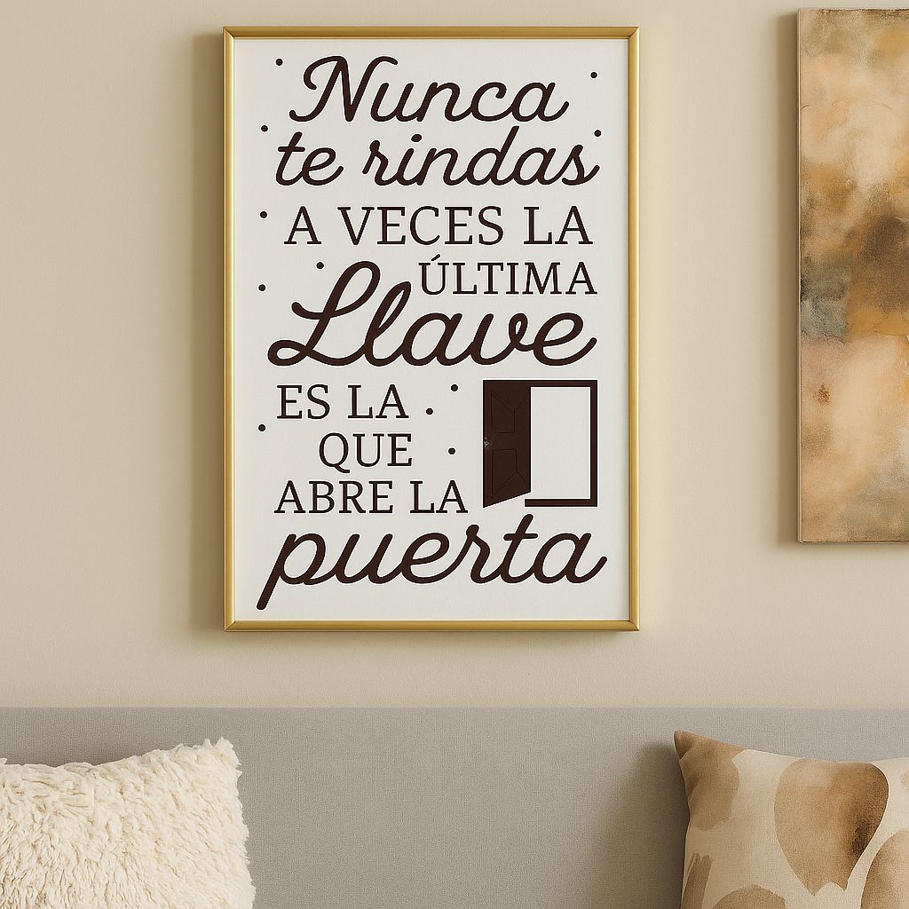 Cuadro Decorativo con Frase Motivacional “ Nunca te Rindas” - ALTOQUE