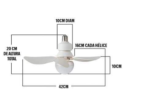 Foco Ventilador Smart LED Con Hélices De Madera+ Control Remoto