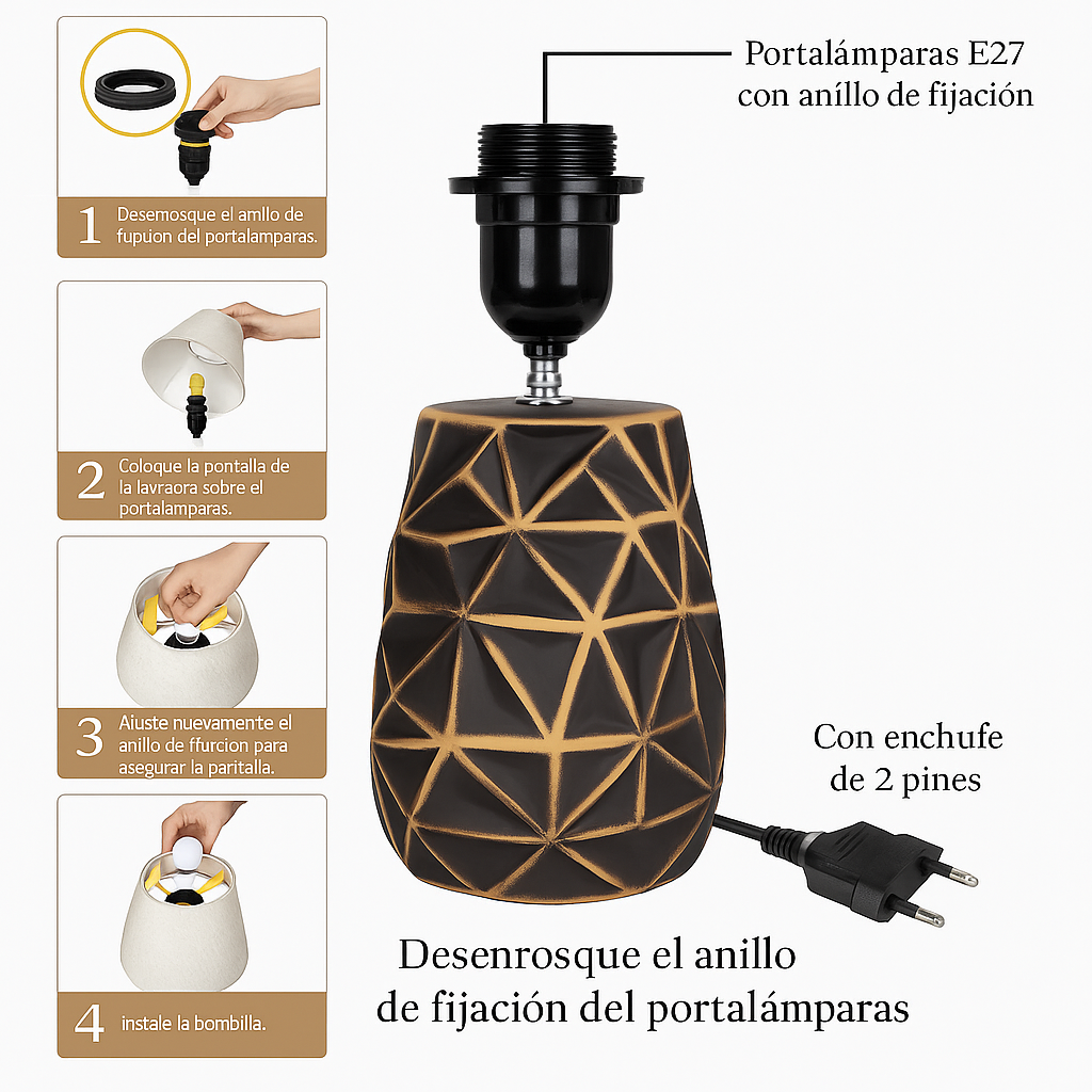 Lampara de Mesa en Forma Geométrica