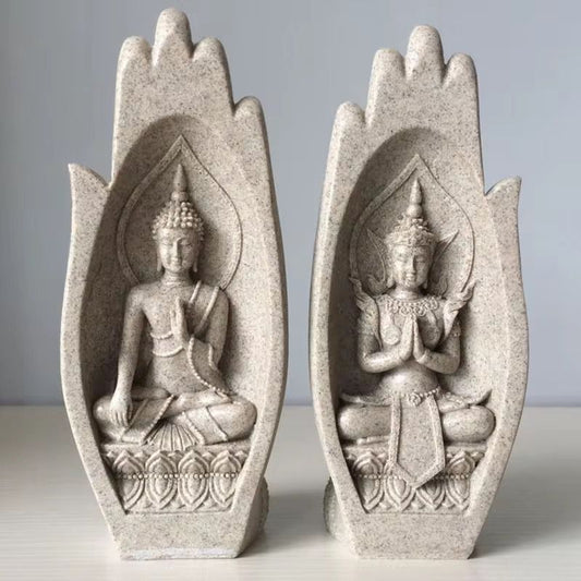 Esculturas Manos Budas con Buda Interior