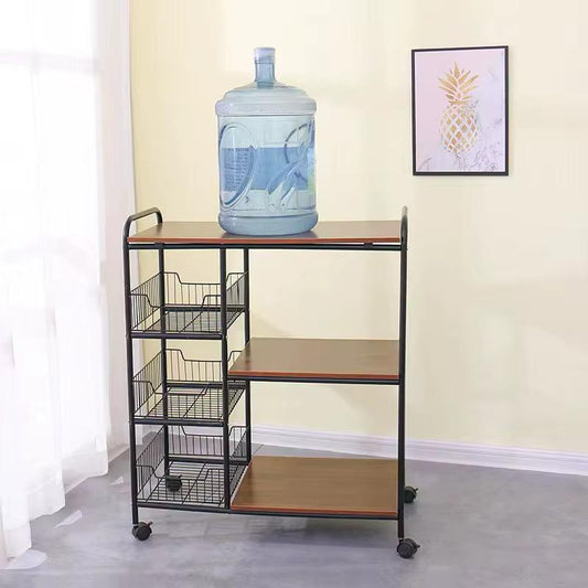 Organizador con Estantes de Madera y Canasto