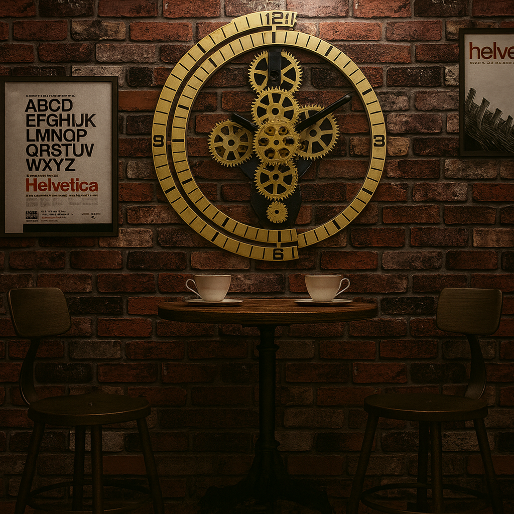 Reloj de Pared Vintage-Industrial con Engranajes Activos