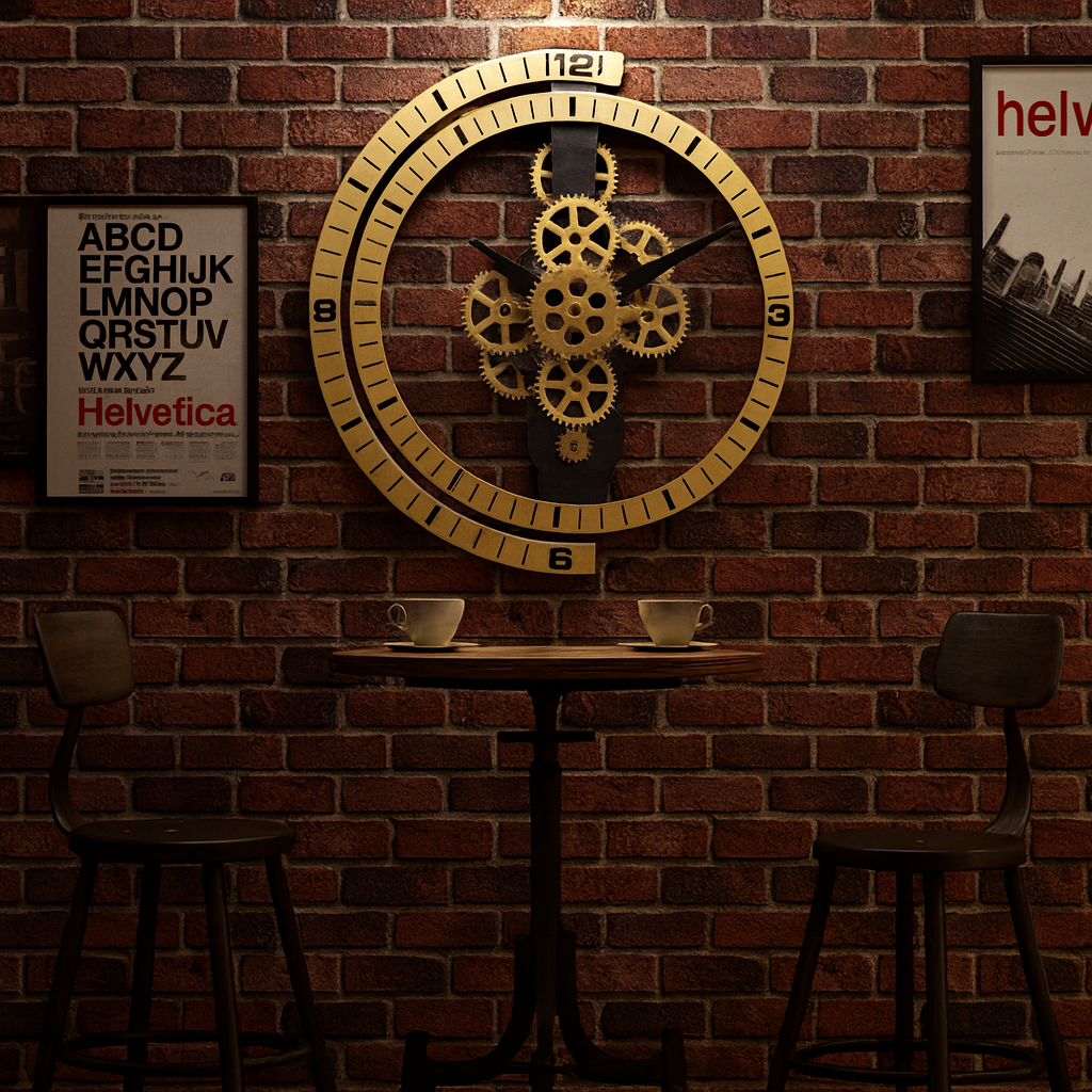 Reloj de Pared Vintage-Industrial con Engranajes Activos