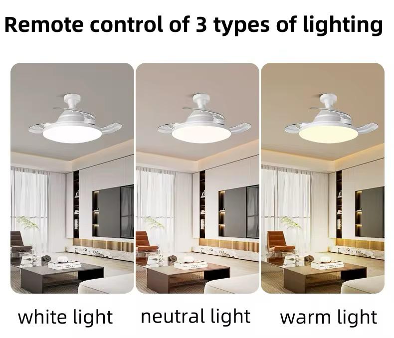 Foco Ventilador Smart LED Tricolor Con 3 Niveles De Velocidad + Control Remoto