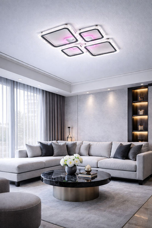 Lampara LED Moderna 4 Cuadrados 3 Tonos de Luz + Color