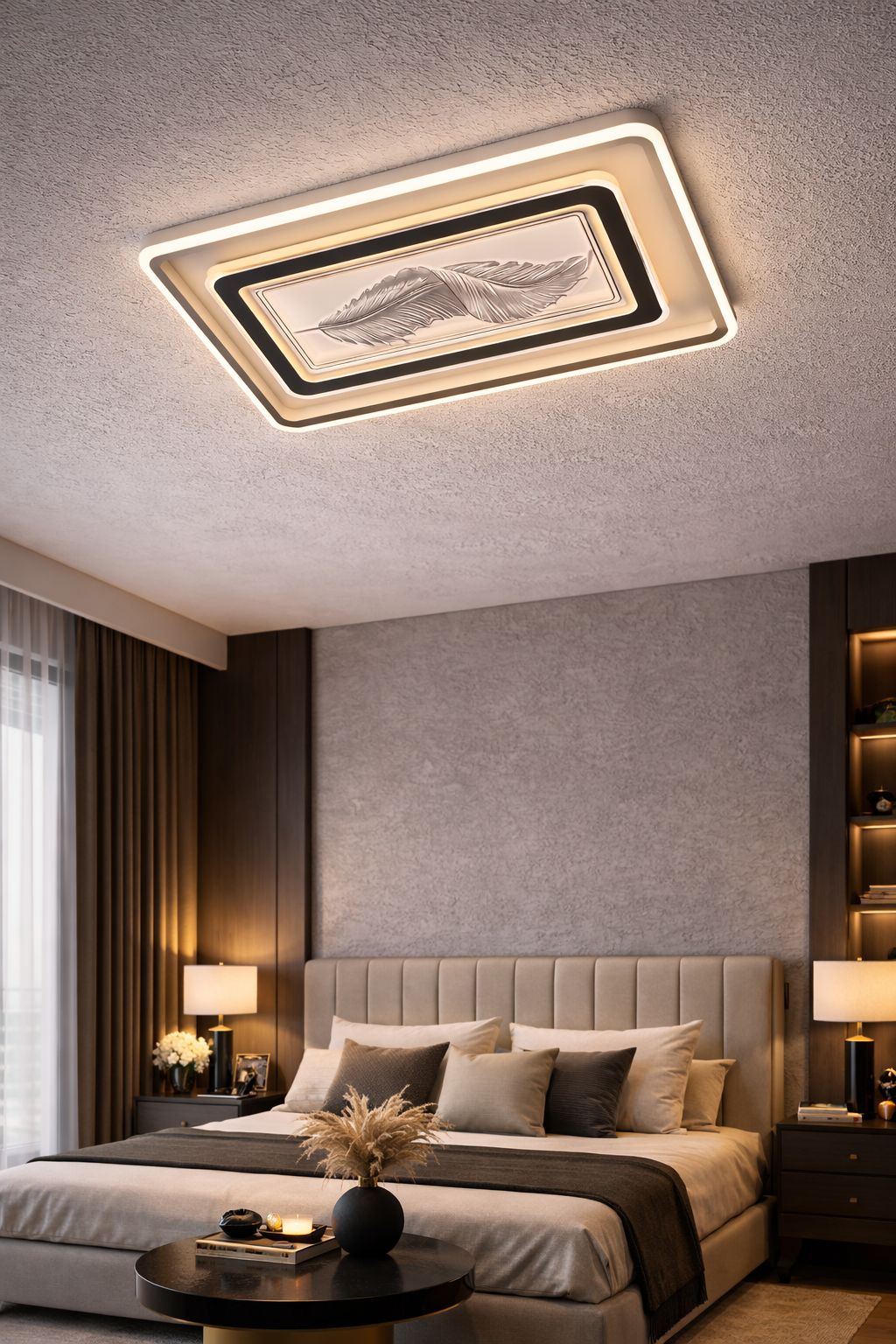 Lampara de Techo Luminaria Premium LED con Control Diseño Pluma