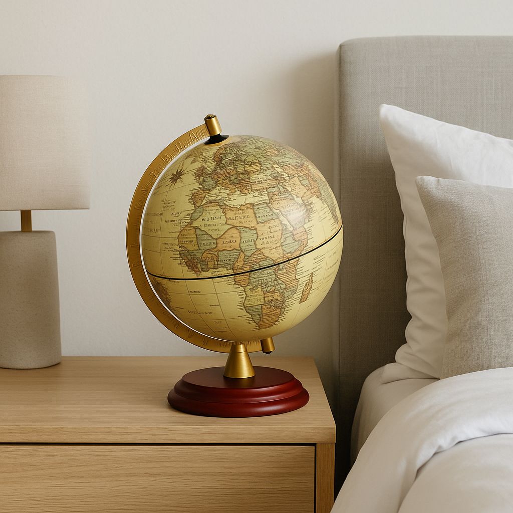 Globo Terráqueo Decorativo con Base de Madera - ALTOQUE