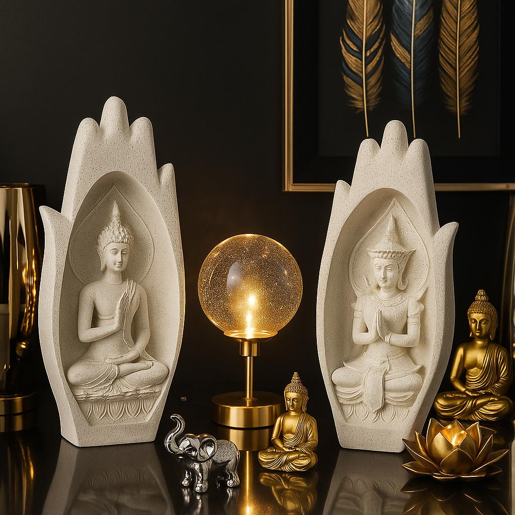 Esculturas Manos Budas con Buda Interior