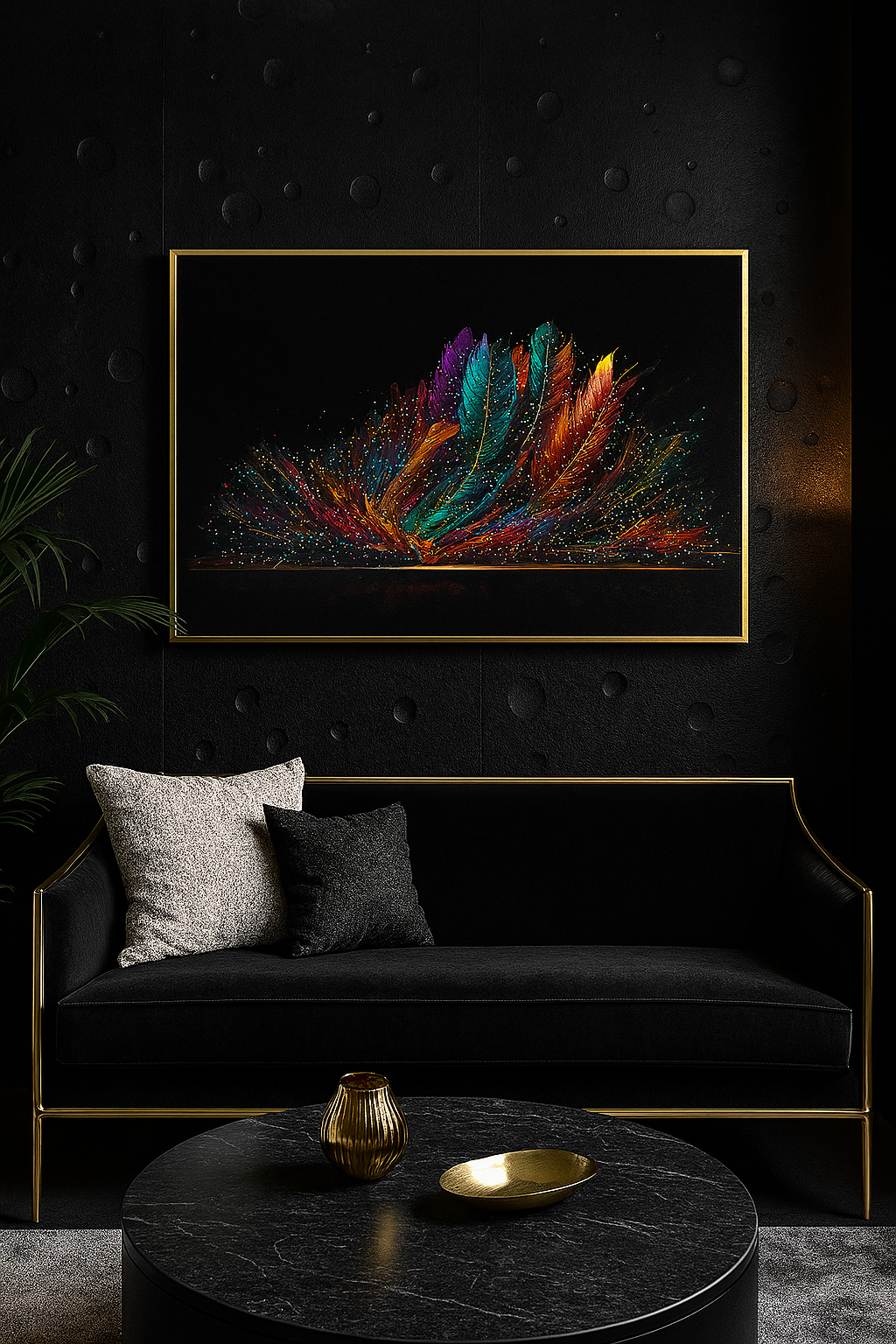 Cuadro Decorativo Plumas Multicolor - ALTOQUE