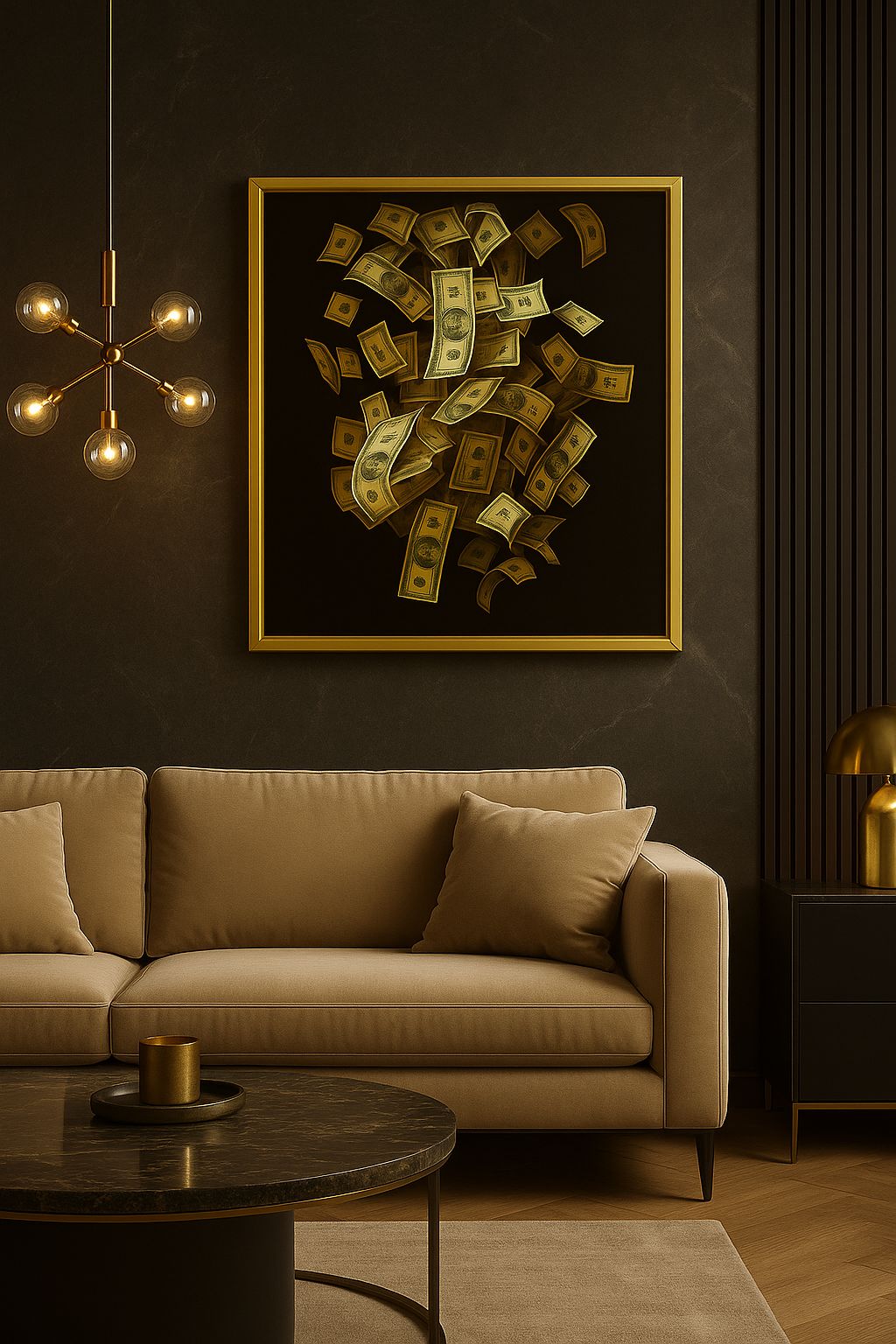 Cuadro Decorativo Lluvia de Dólares - ALTOQUE