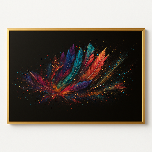 Cuadro Decorativo Plumas Multicolor - ALTOQUE