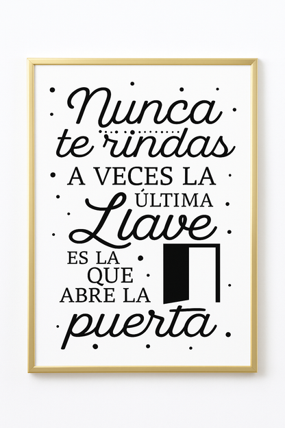 Cuadro Decorativo con Frase Motivacional “ Nunca te Rindas” - ALTOQUE