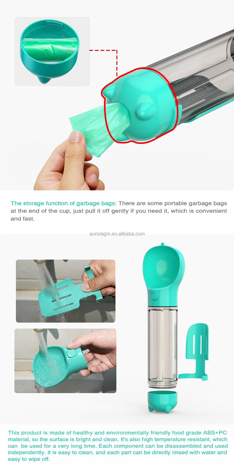 Dispensador de Agua para Mascota con Pala y Bolsas para Desechos - ALTOQUE