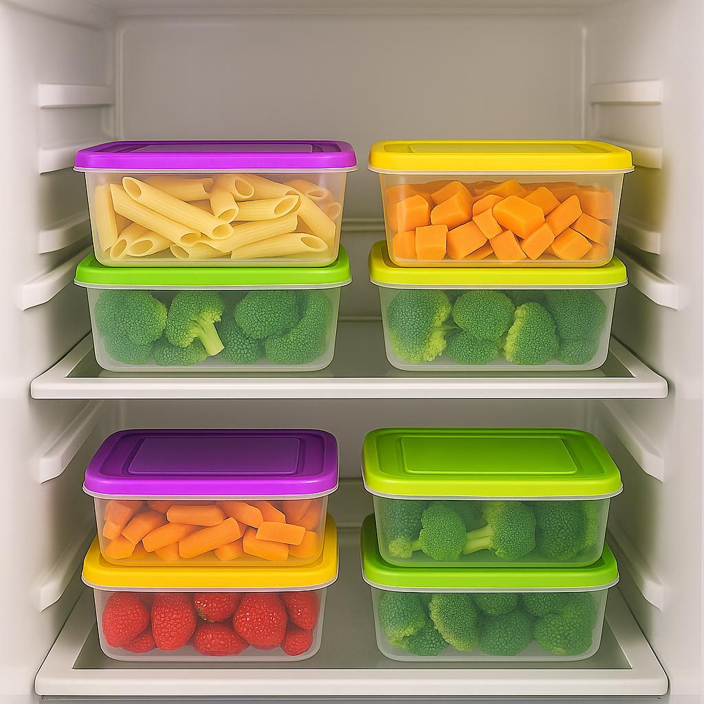 Set de Tuppers De Plásticos De 2 Litros – Colores Variados De Las Tapas