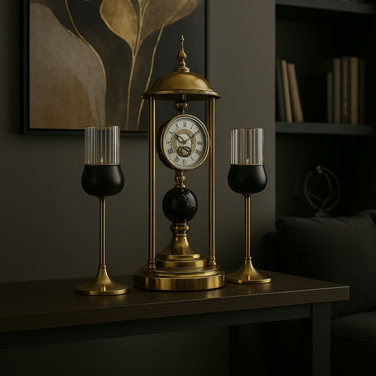 Reloj de Mesa con Soporte y 2 Candelabros - ALTOQUE