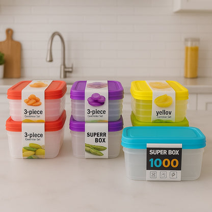 Set de Tuppers De Plásticos De 2 Litros – Colores Variados De Las Tapas