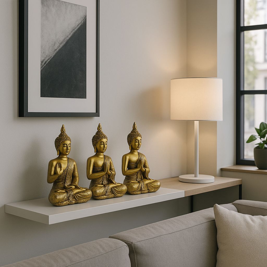 Set de 3 Figuras Buda Zen Doradas