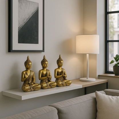 Set de 3 Figuras Buda Zen Doradas