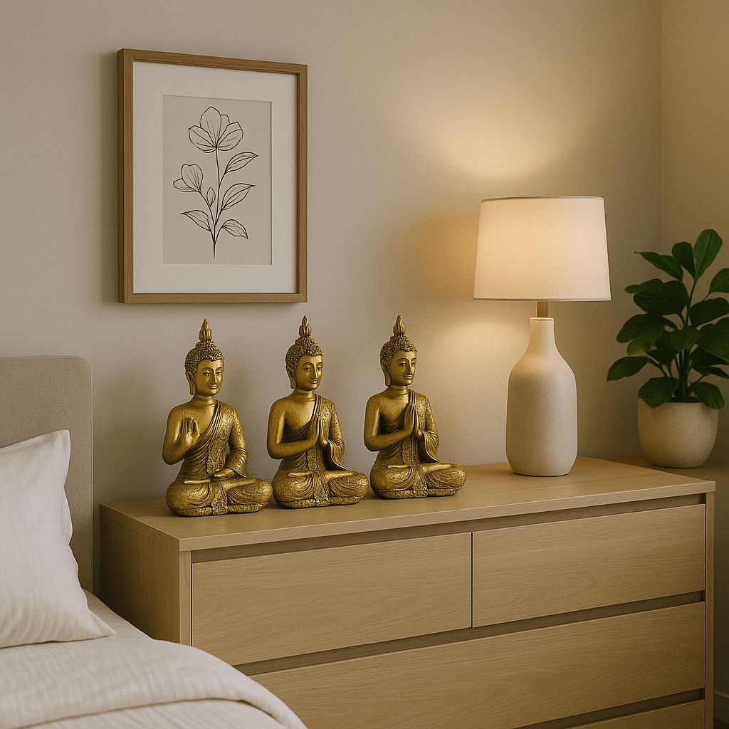 Set de 3 Figuras Buda Zen Doradas