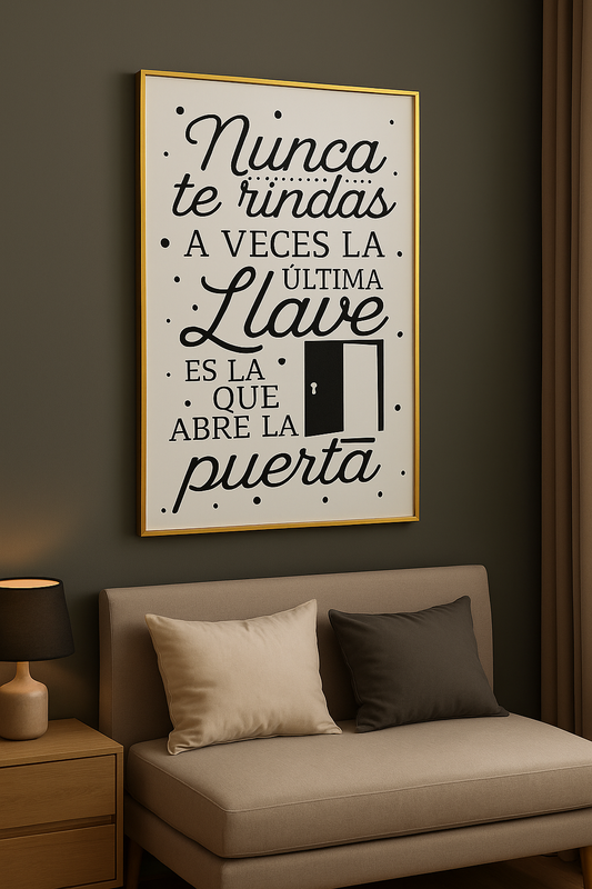 Cuadro Decorativo con Frase Motivacional “ Nunca te Rindas” - ALTOQUE