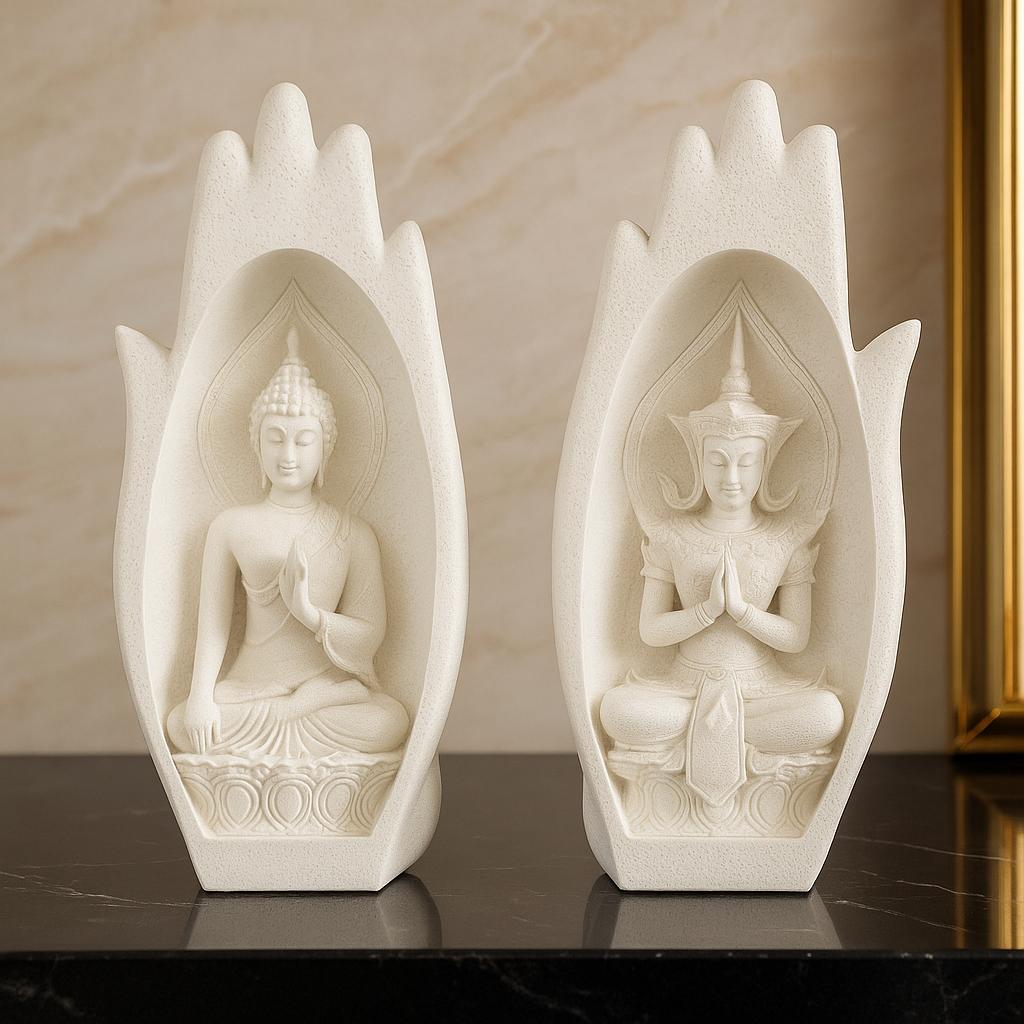 Esculturas Manos Budas con Buda Interior