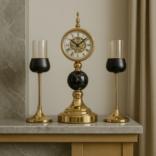 Reloj de Mesa con Soporte y 2 Candelabros - ALTOQUE