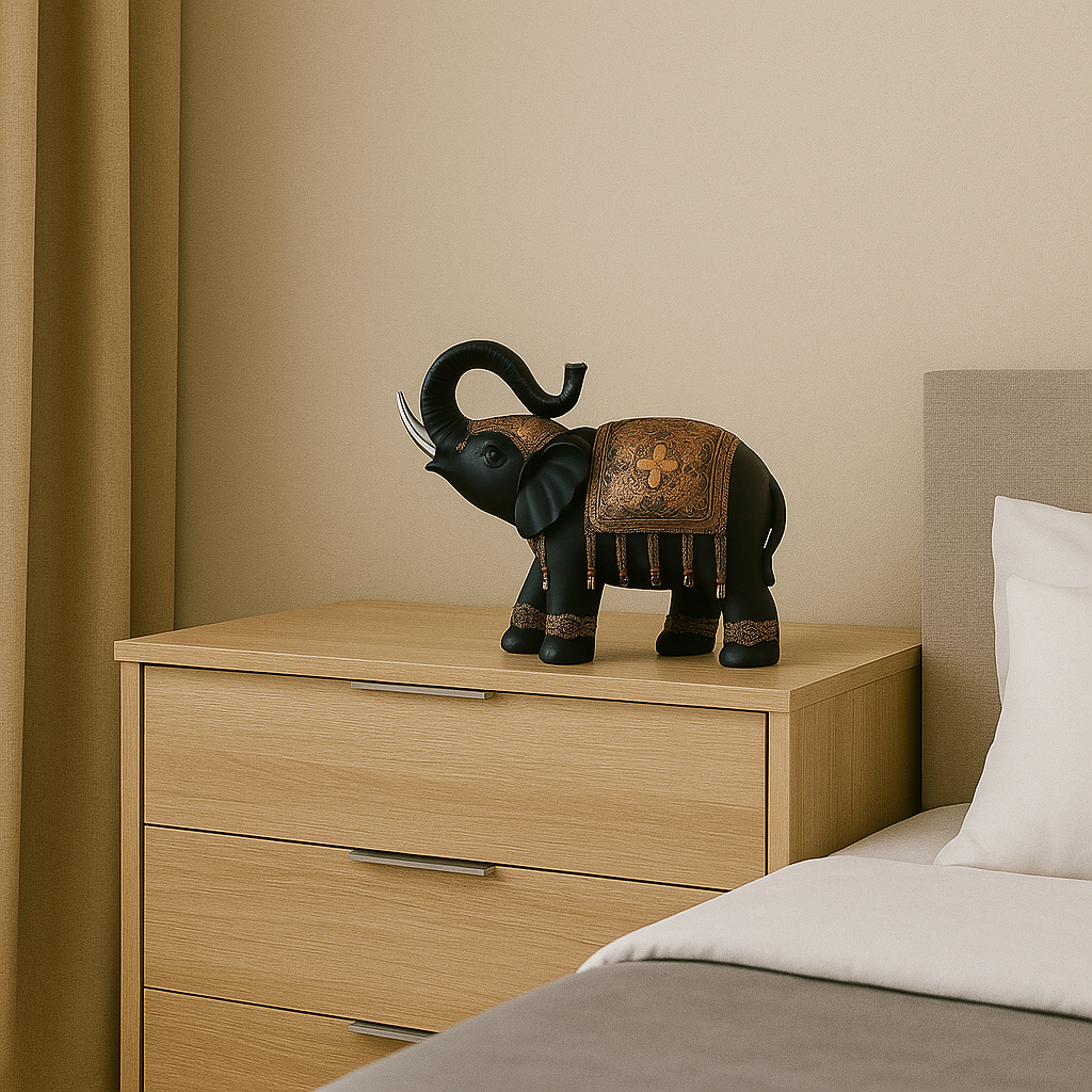 Elefante Decorativo Negro con Dorado