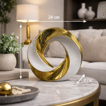 Adorno Decorativo Circular Dorado y Blanco