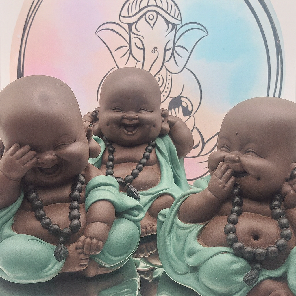 Set de 3 Budas Morenos  - “No veo, No Hablo, No Escucho”