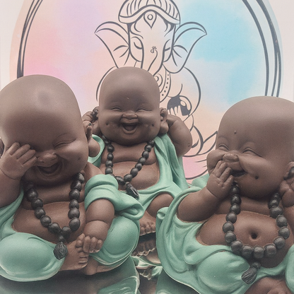 Set de 3 Budas Morenos  - “No veo, No Hablo, No Escucho”