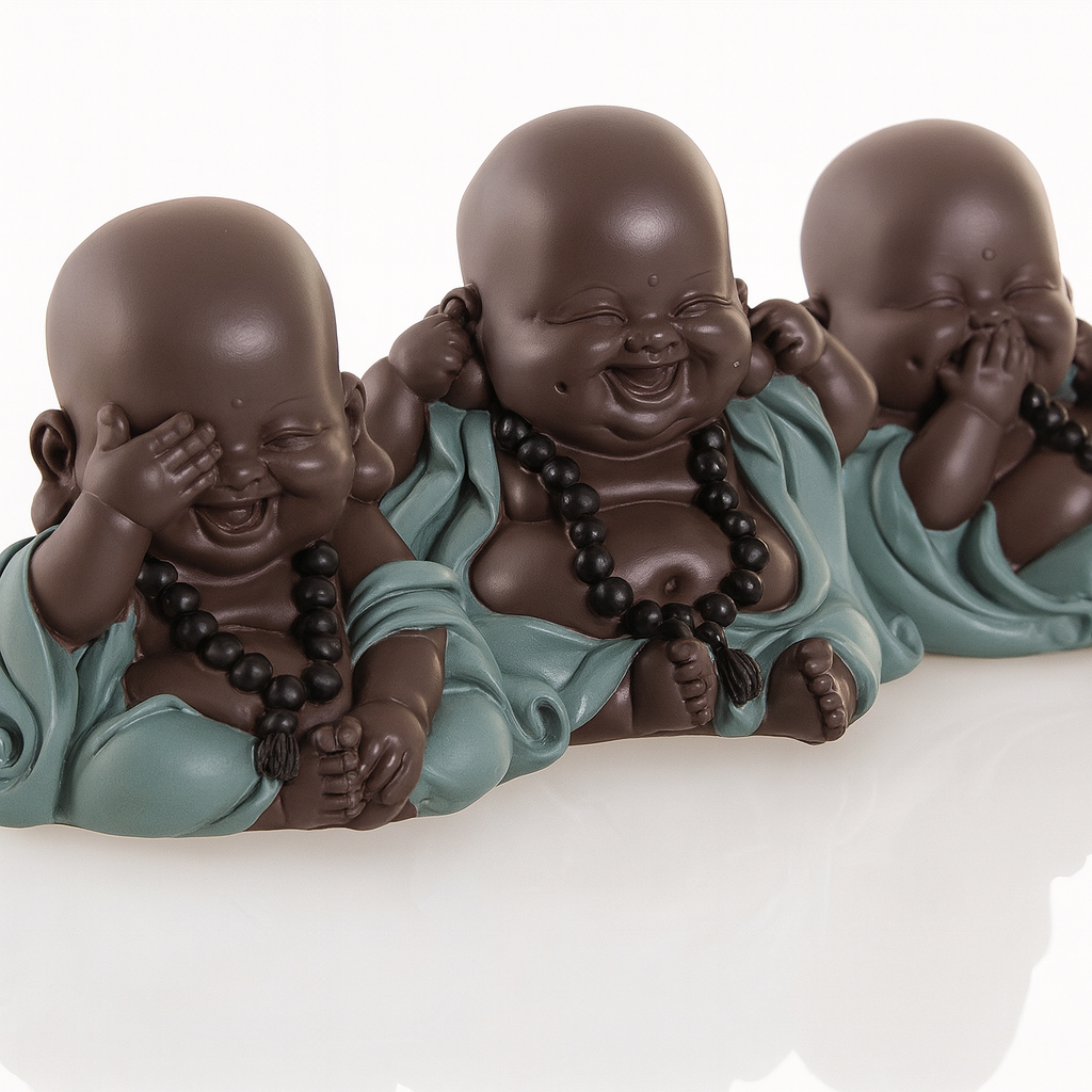 Set de 3 Budas Morenos  - “No veo, No Hablo, No Escucho”