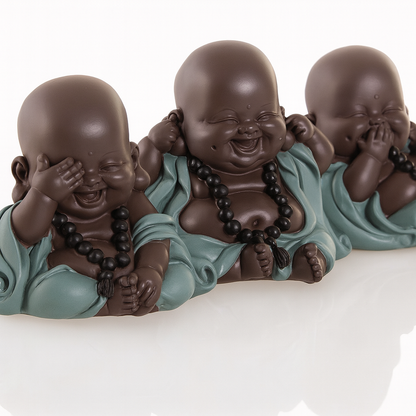 Set de 3 Budas Morenos  - “No veo, No Hablo, No Escucho”