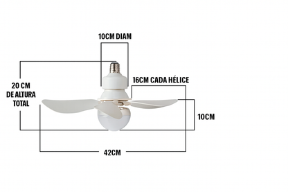 Foco Ventilador Smart LED Tricolor Con 3 Niveles De Velocidad + Control Remoto