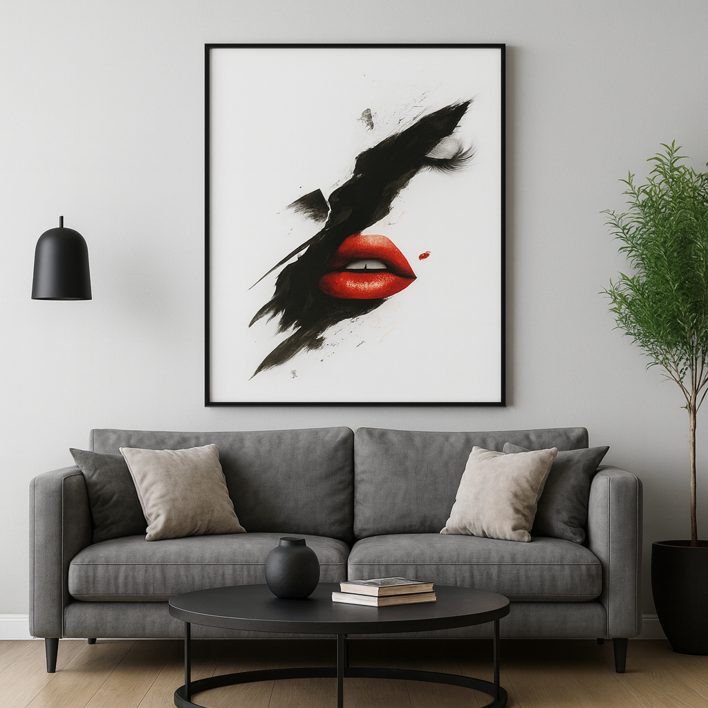 Cuadro Decorativo Abstracto Labios Rojos Moderno