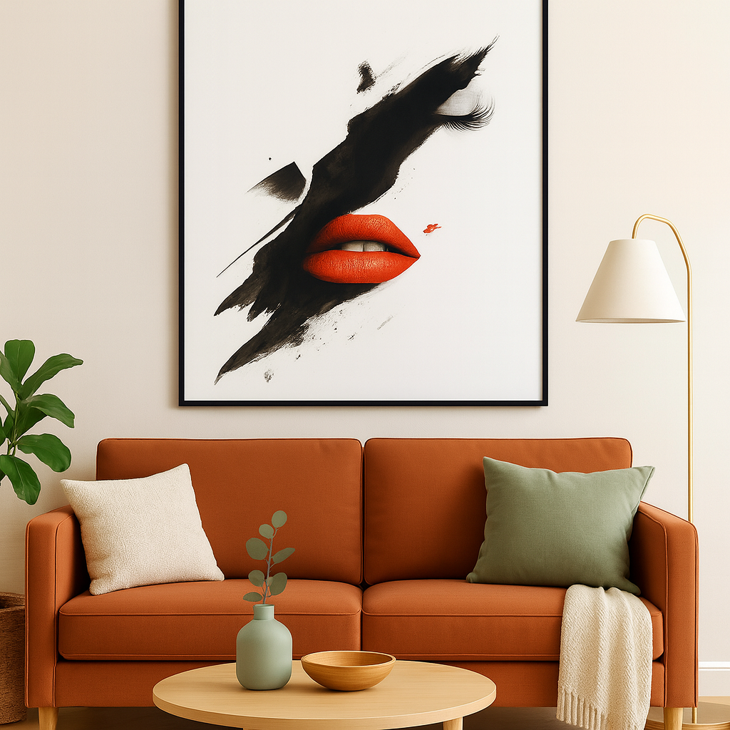 Cuadro Decorativo Abstracto Labios Rojos Moderno