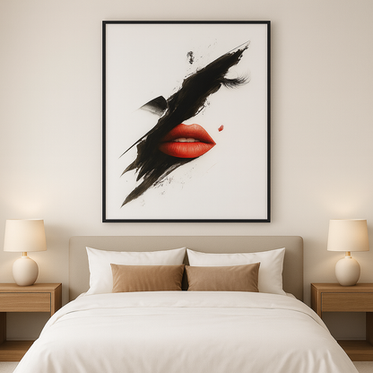 Cuadro Decorativo Abstracto Labios Rojos Moderno
