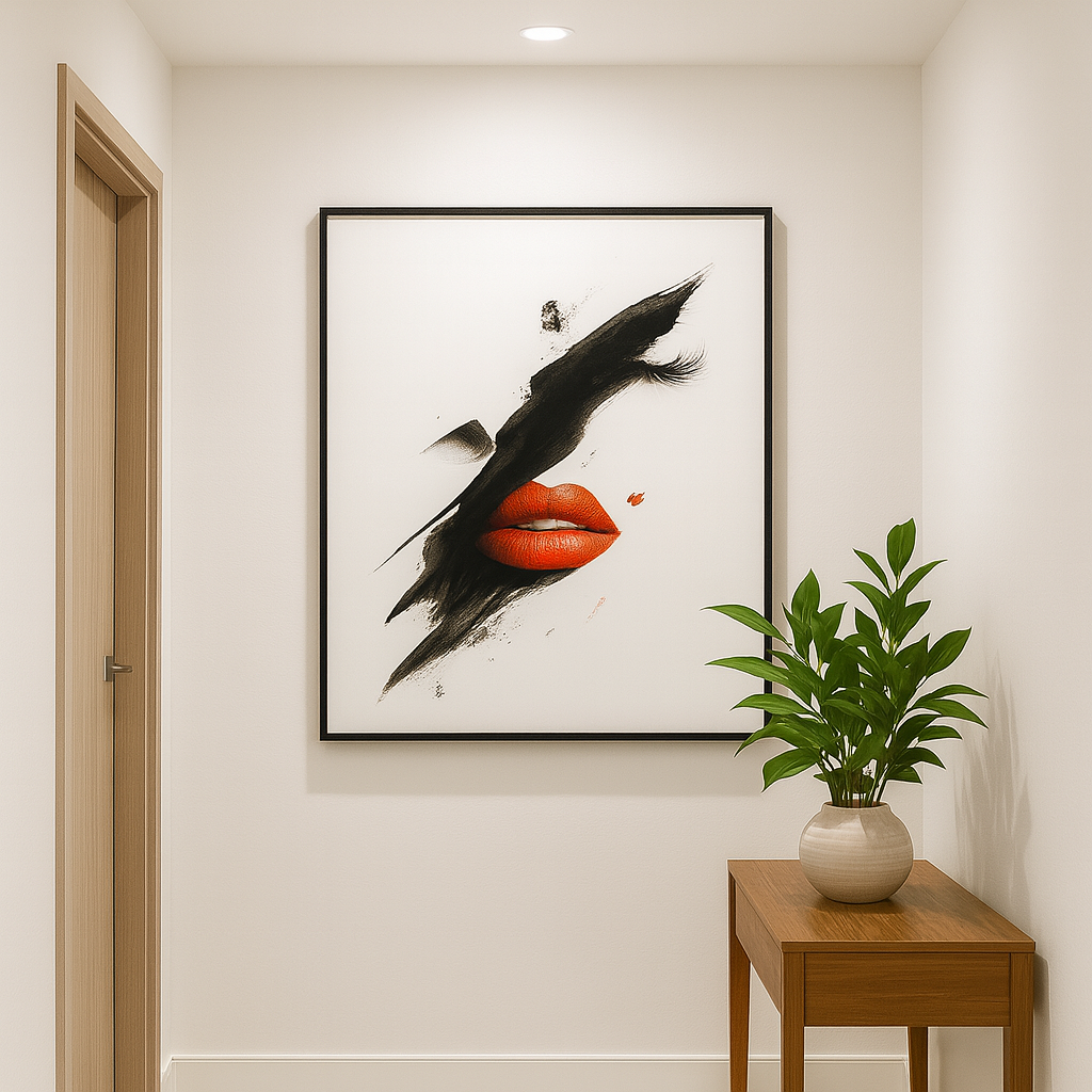 Cuadro Decorativo Abstracto Labios Rojos Moderno