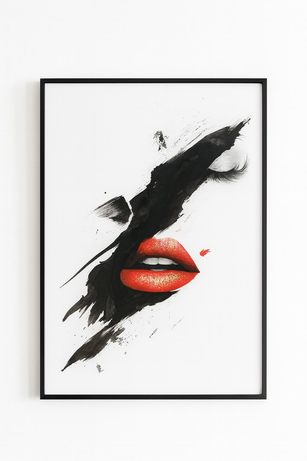 Cuadro Decorativo Abstracto Labios Rojos Moderno