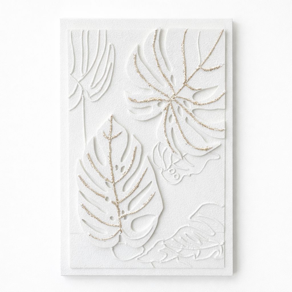 Cuadro Decorativo Moderno con Hojas en Relieve