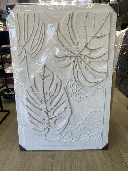 Cuadro Decorativo Moderno con Hojas en Relieve