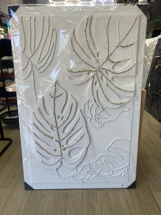 Cuadro Decorativo Moderno con Hojas en Relieve