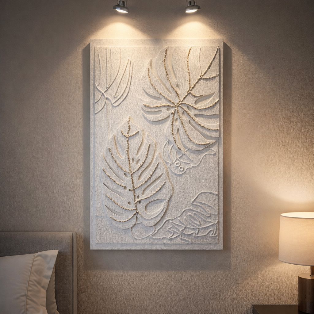 Cuadro Decorativo Moderno con Hojas en Relieve