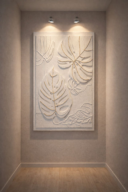 Cuadro Decorativo Moderno con Hojas en Relieve