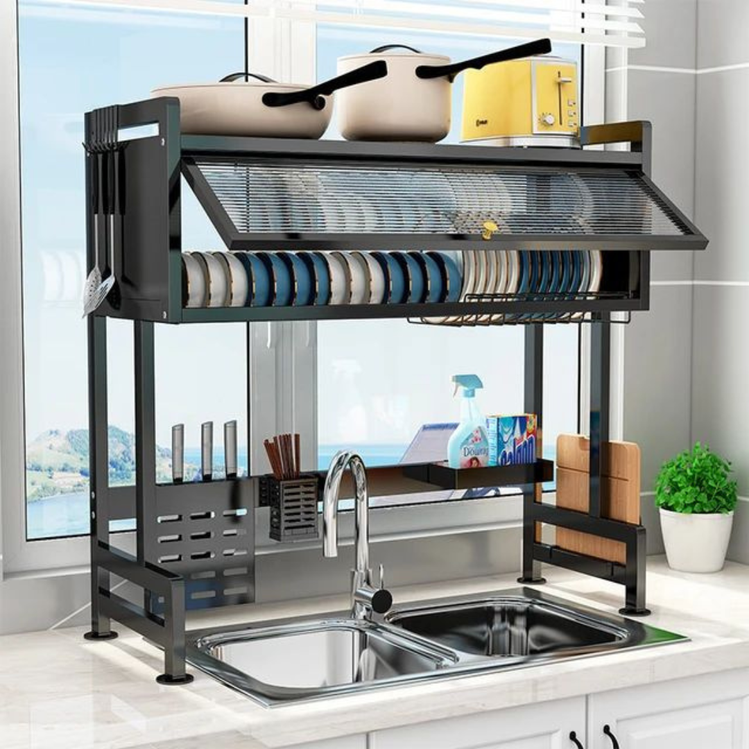 Escurridor de Platos Aéreo Organizador con Puerta Acrílica (2 Piletas) - ALTOQUE