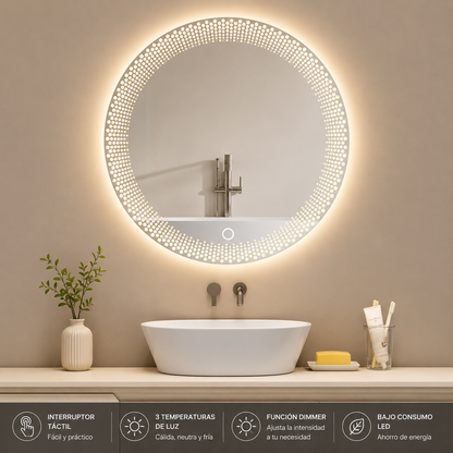 Espejo Redondo con Luz Led
